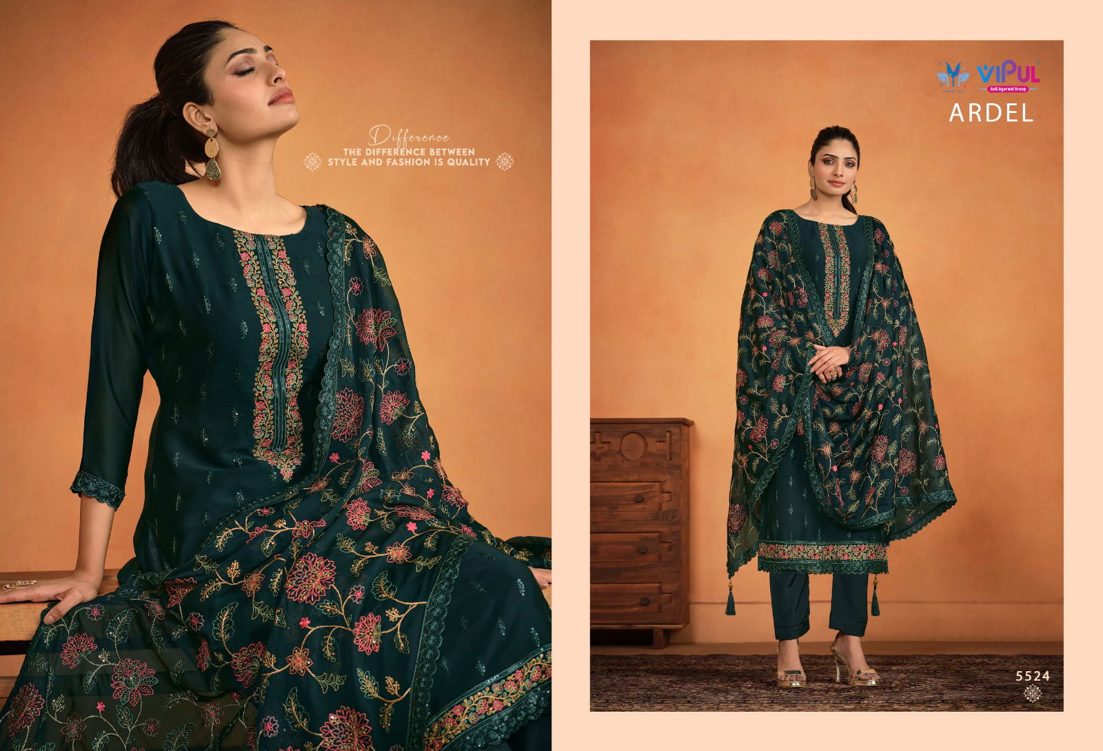 Ardel By Vipul Embroidery Work Designer Salwar Kameez Wholesale Shop In Surat